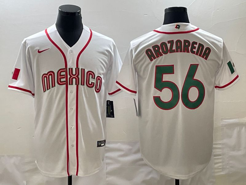 Men 2023 World Cub Mexico #56 Arozarena White green Nike MLB Jersey8